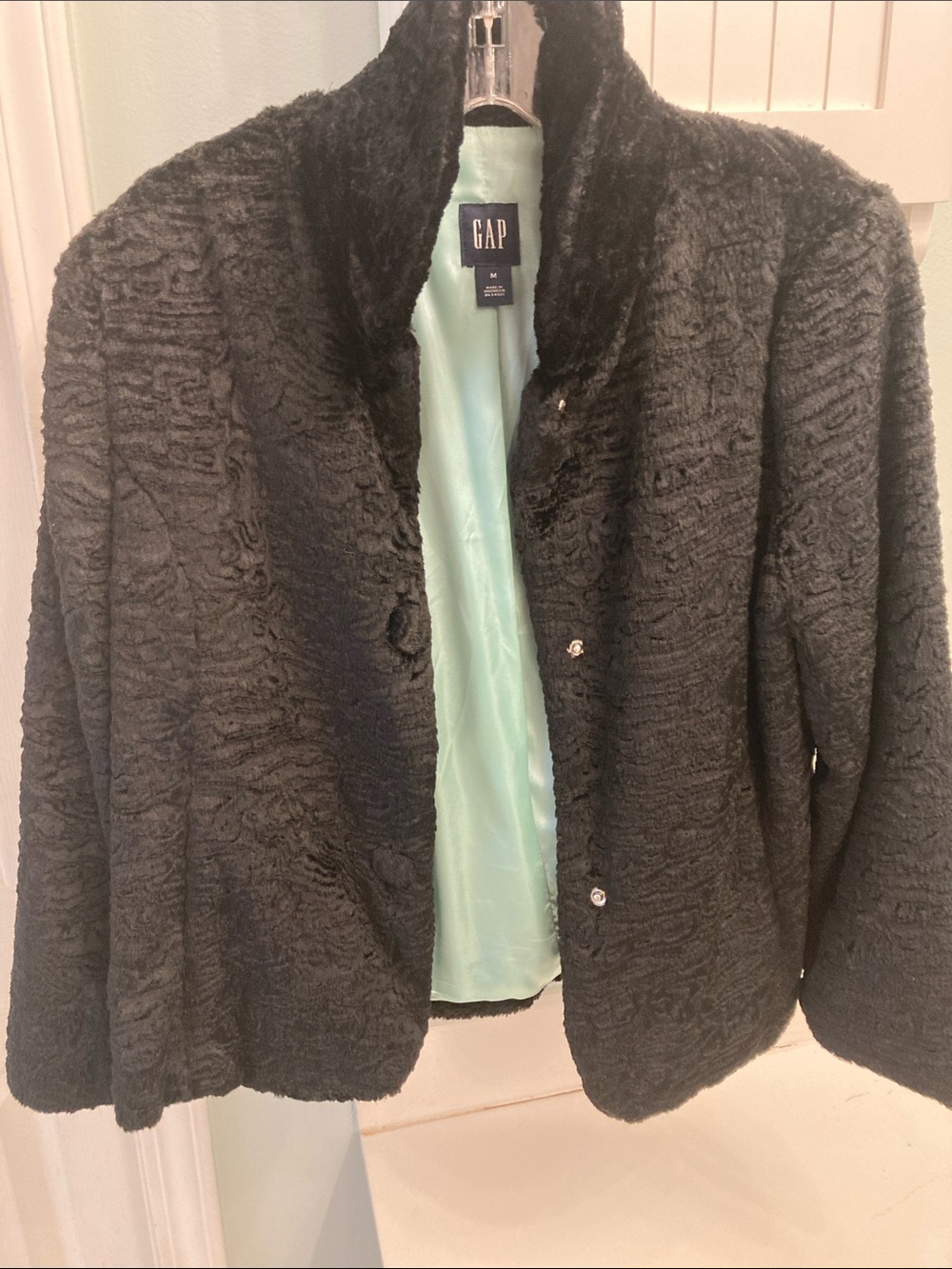 GAP Black Teddy Jacket with Mint Lining